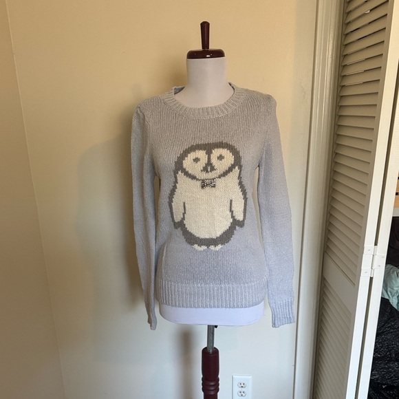 Lauren Conrad Light Blue Penguin Sweater - Picture 1 of 5